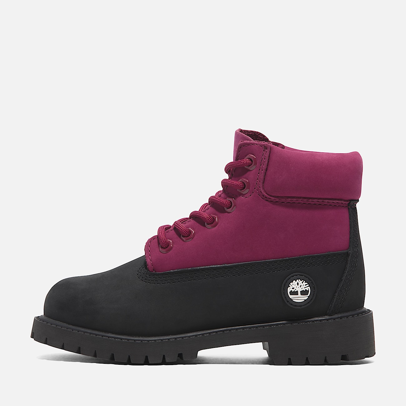 Timberland Premium 6 Inch Lace Up Waterproof Boot for Junior in Black Pink
