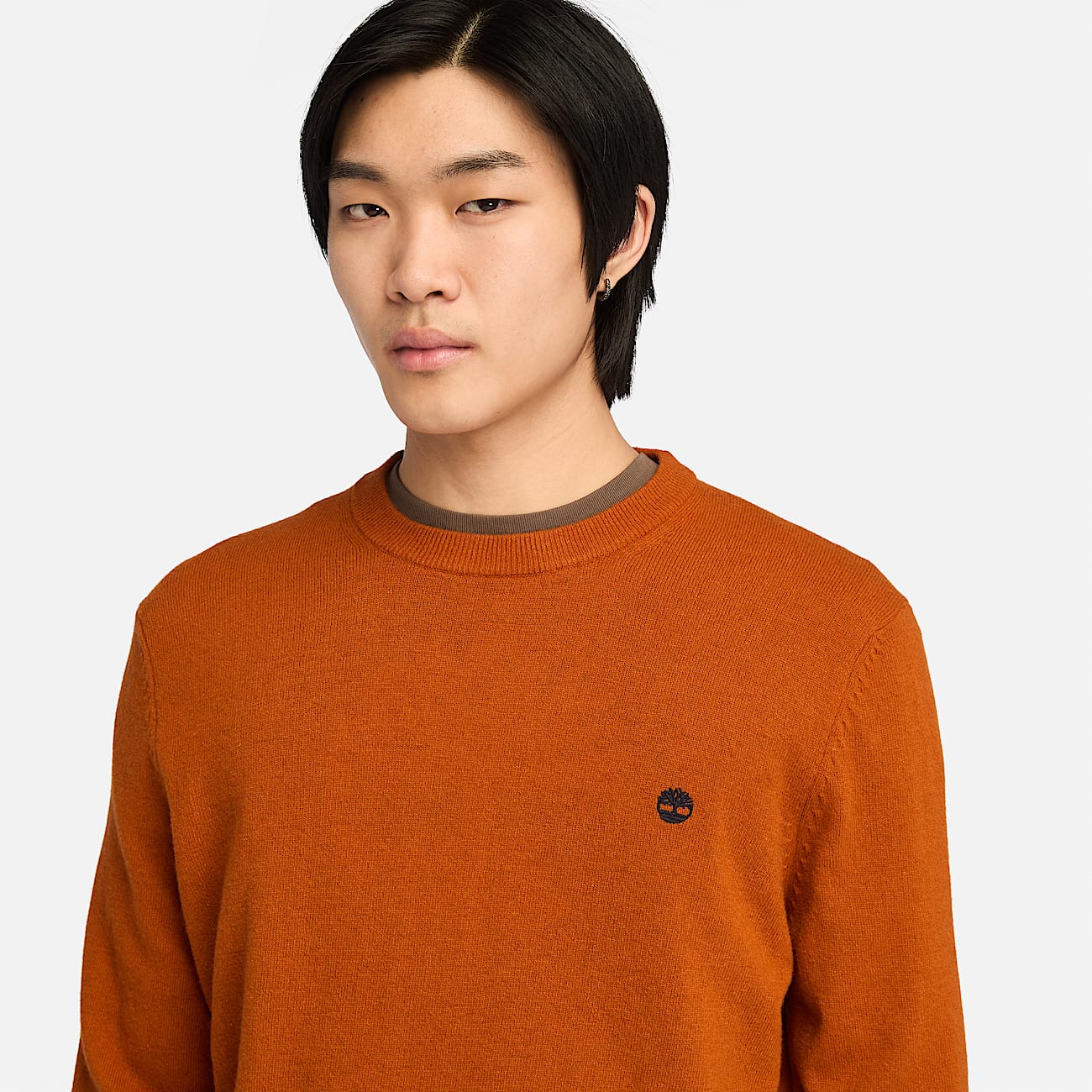 Cohas Brook Merino Crew Neck Jumper for Men in Orange