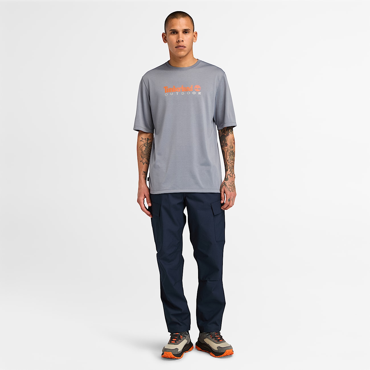 UV Protection Outdoor T Shirt met print voor heren in donkergrijs