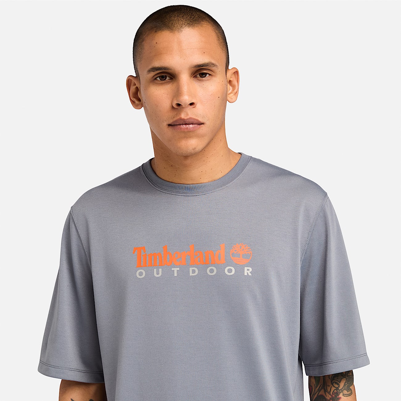 UV Protection Outdoor T Shirt met print voor heren in donkergrijs