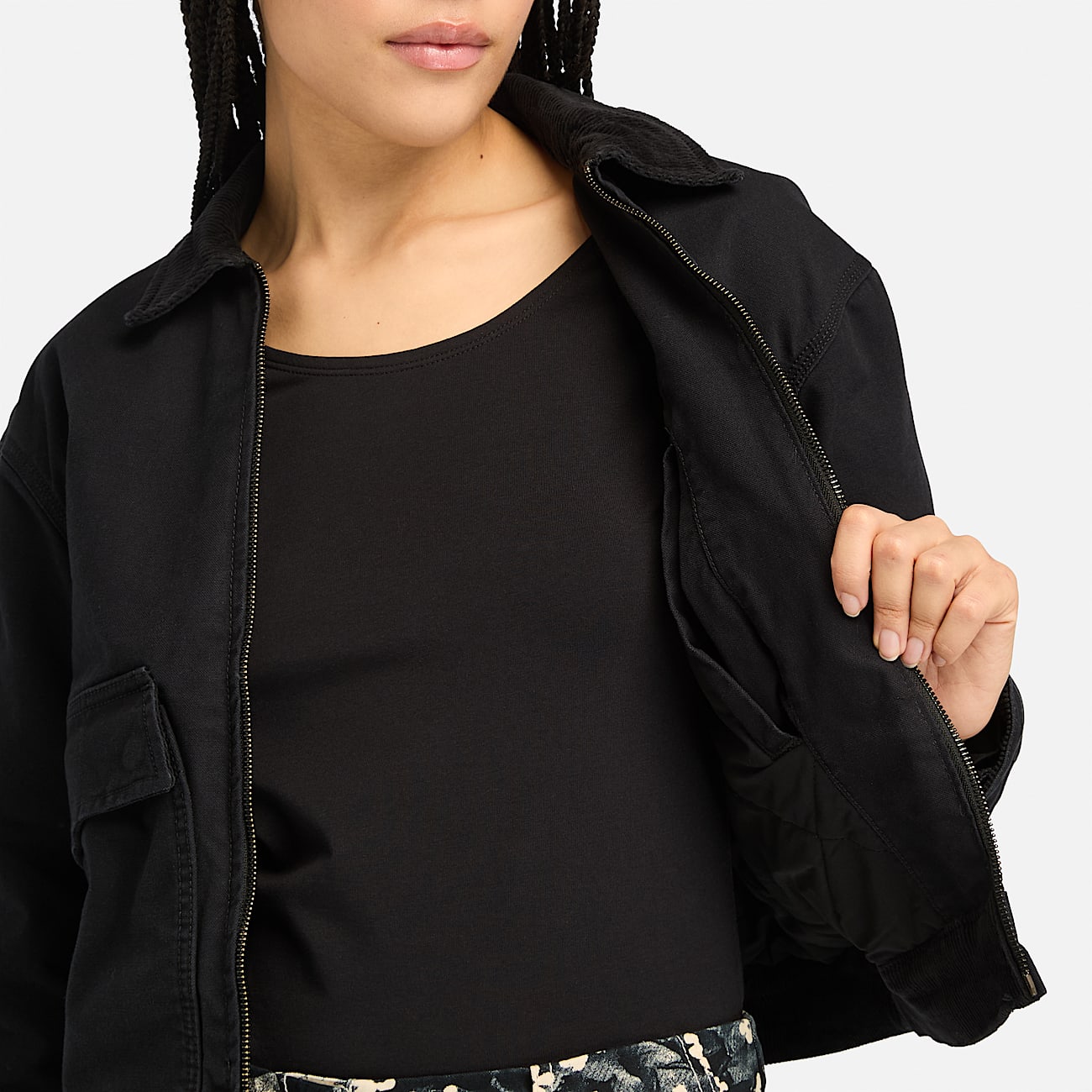 Veste matelassee en toile delavee Strafford pour femme en noir