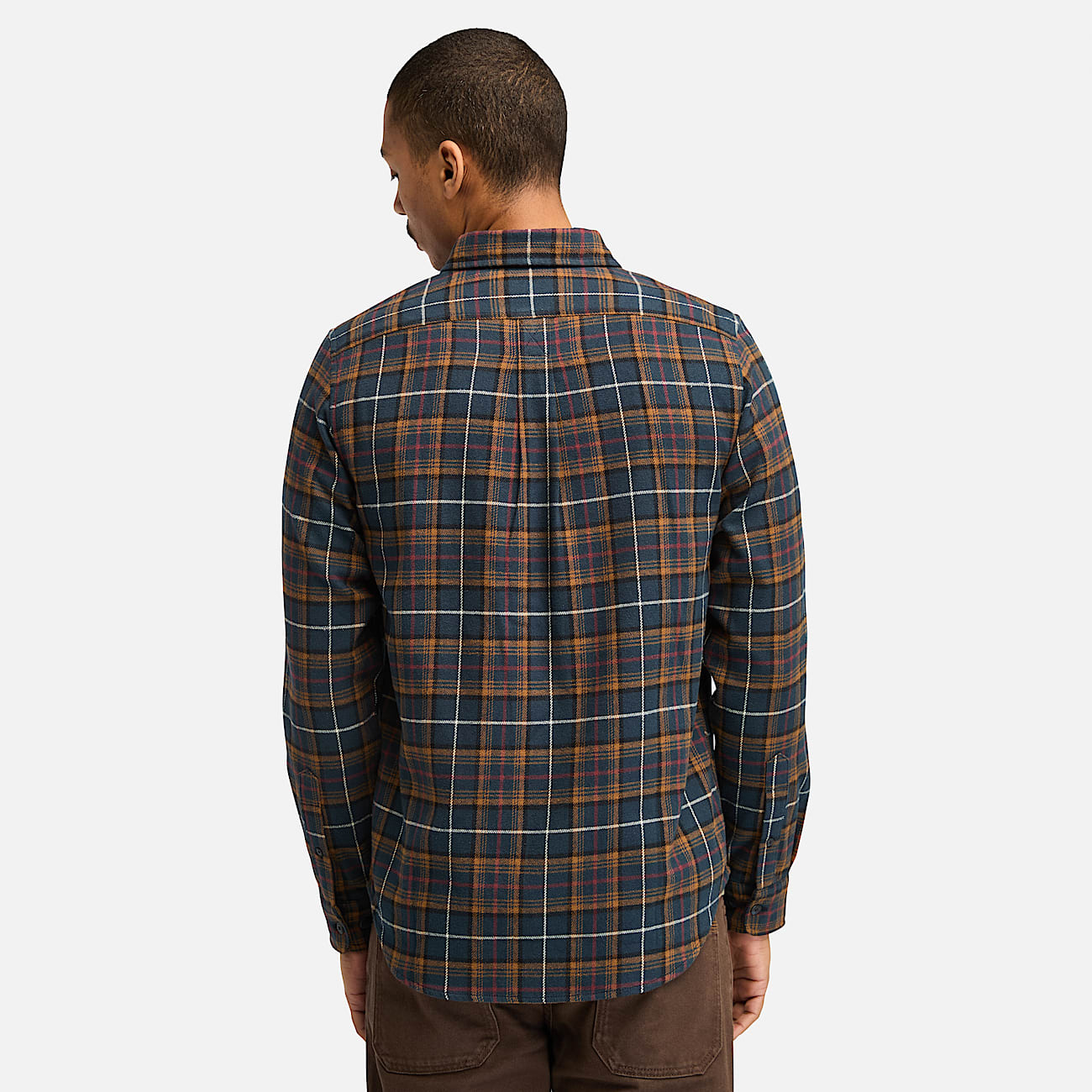Chemise semi epaisse en flanelle a carreaux pour homme en bleu fonce
