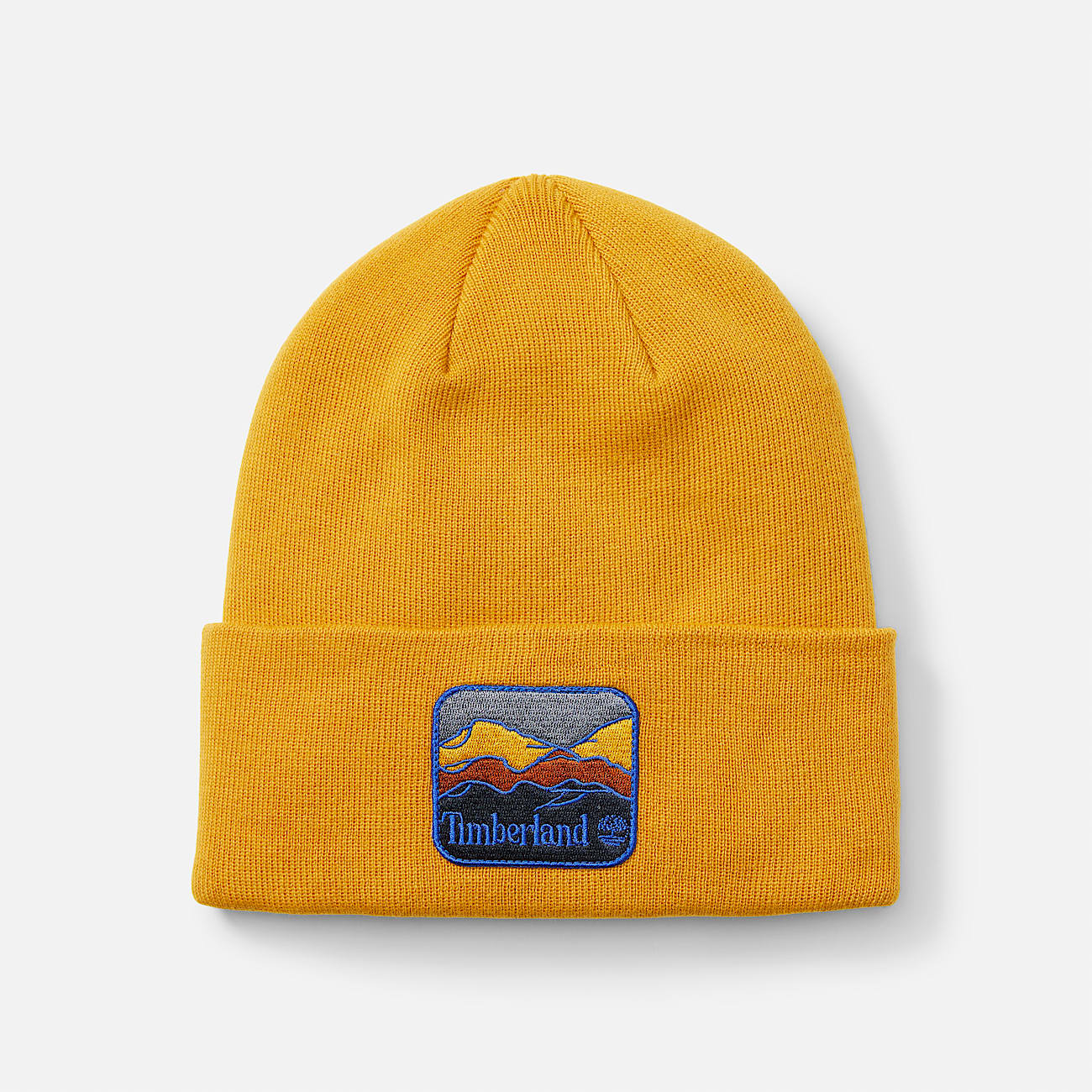 Bonnet a ecusson montagne pour homme en jaune