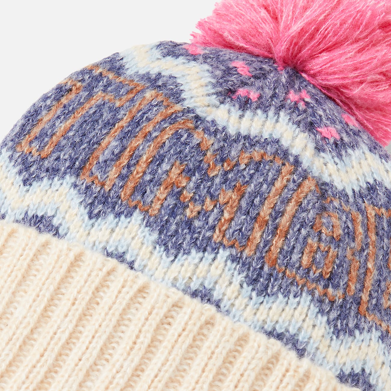 Bonnet jacquard a revers pour femme en bleu fonce