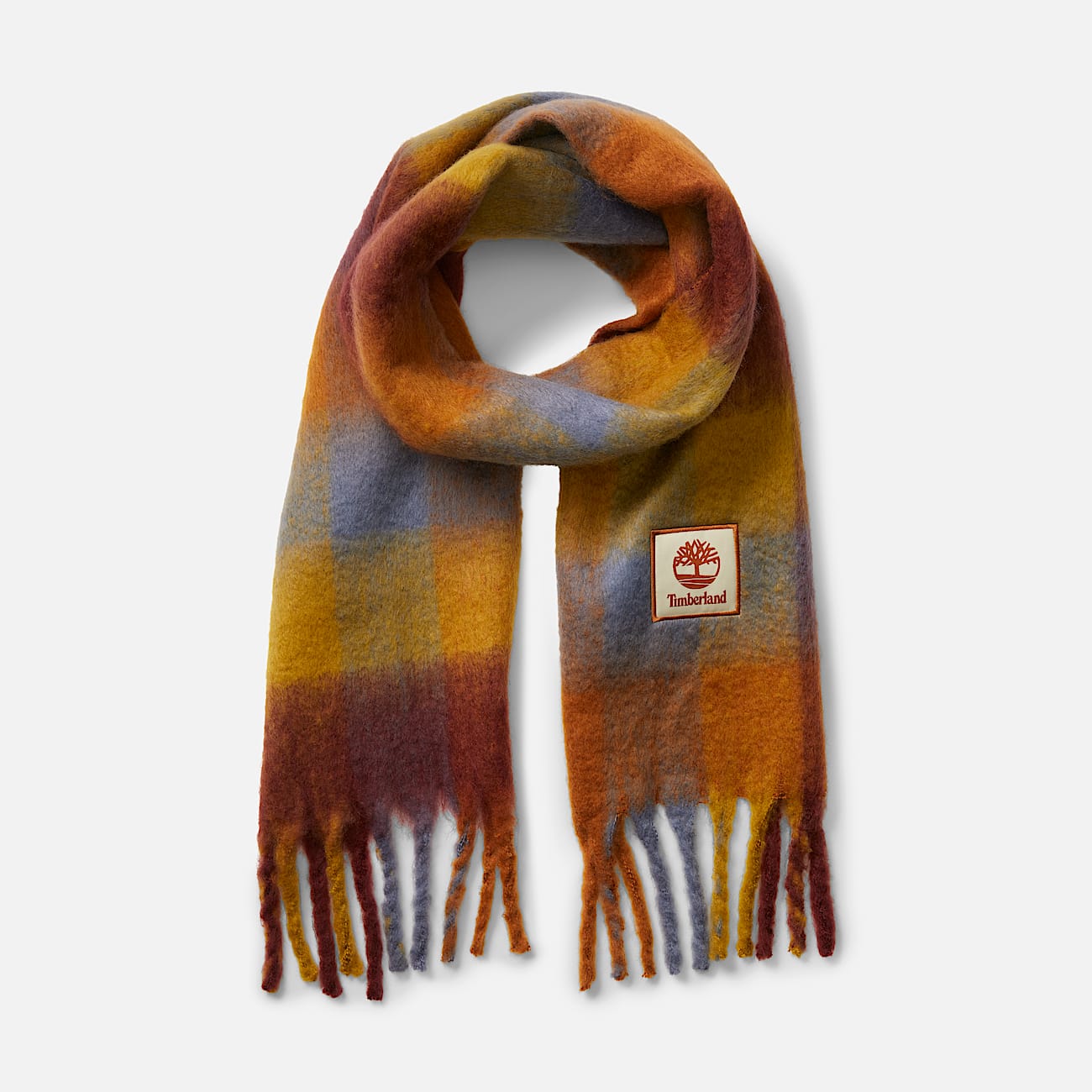 Brushed Check Scarf for Women in Yellow Orange