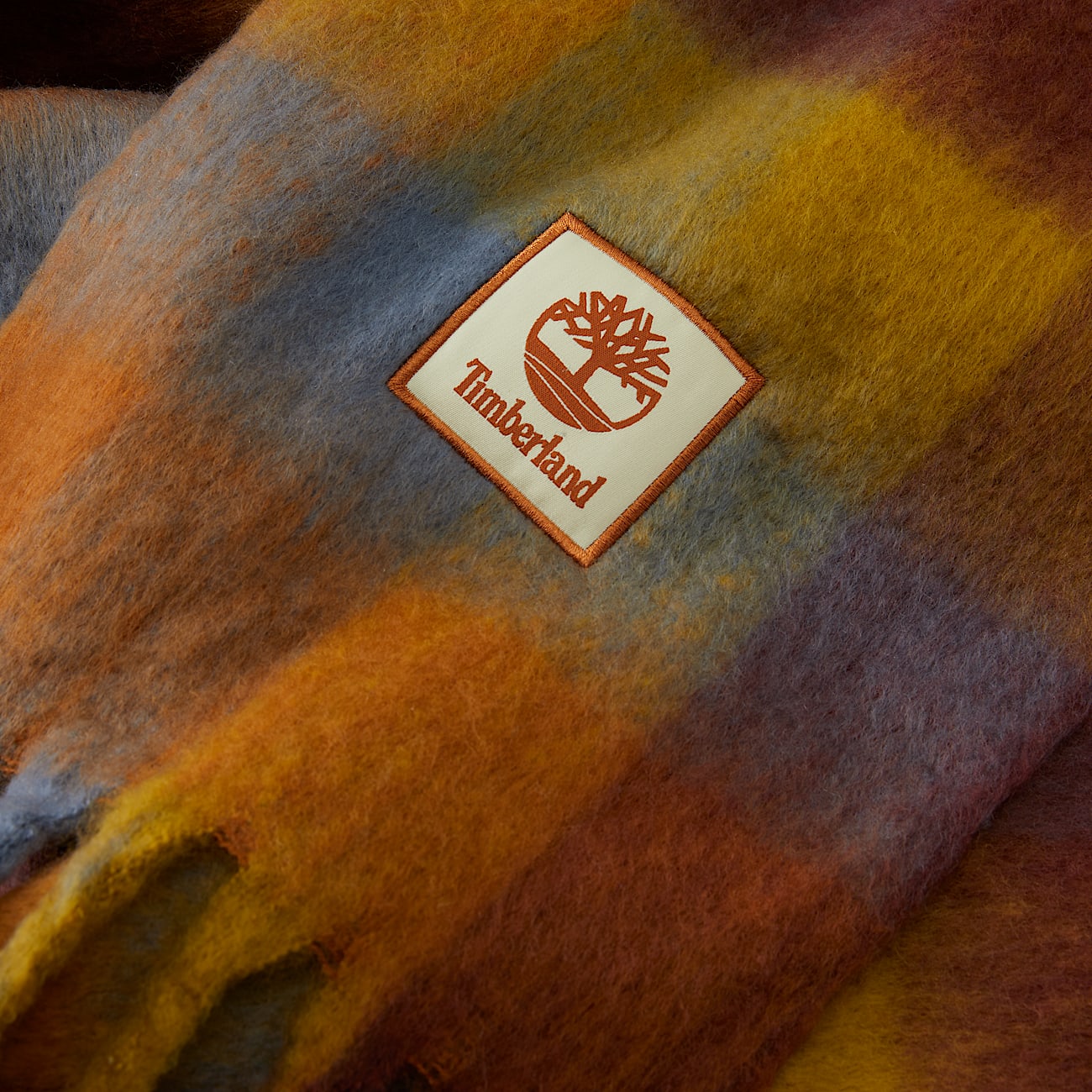 Brushed Check Scarf for Women in Yellow Orange