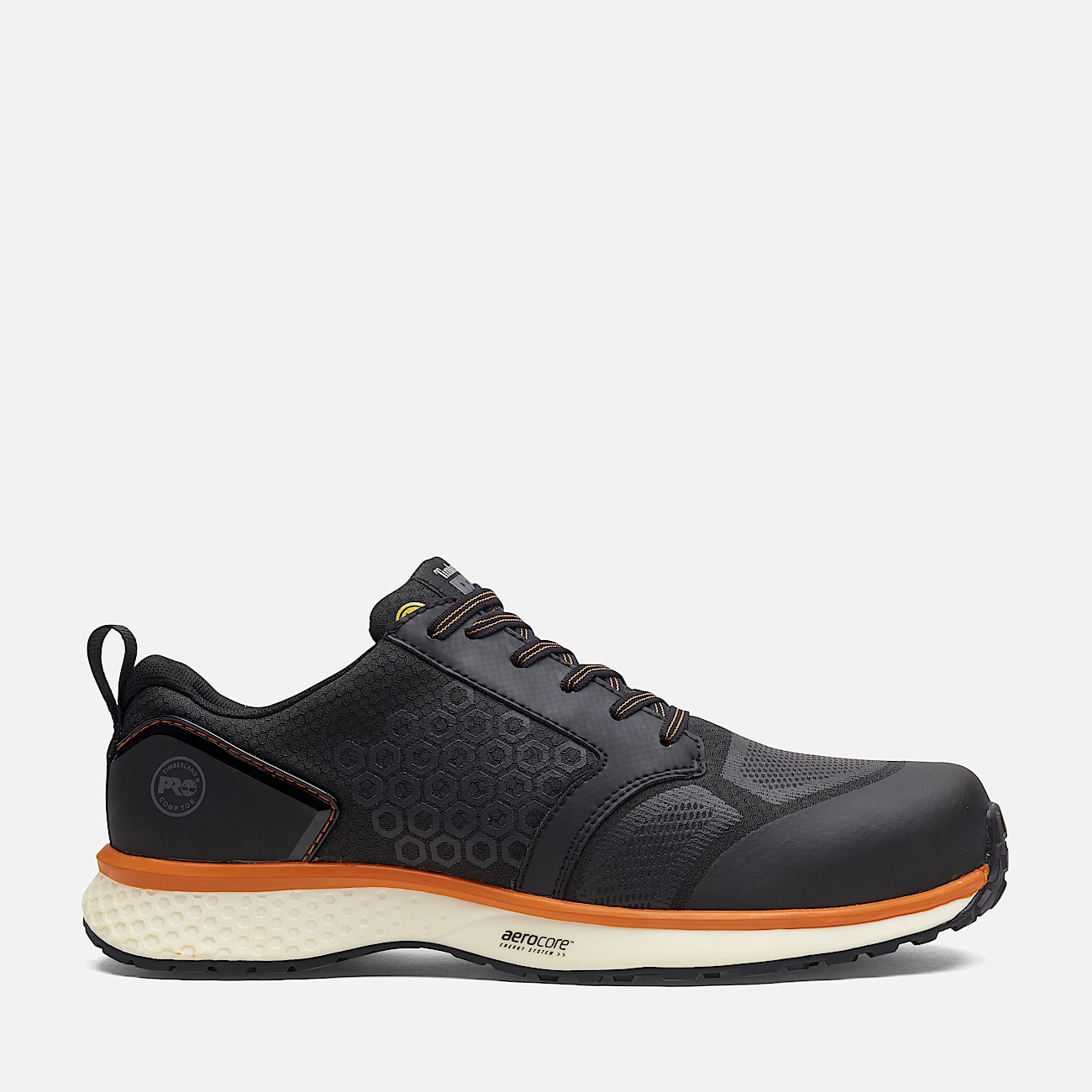 Timberland PRO Reaxion Work Shoe for Men in Black Orange
