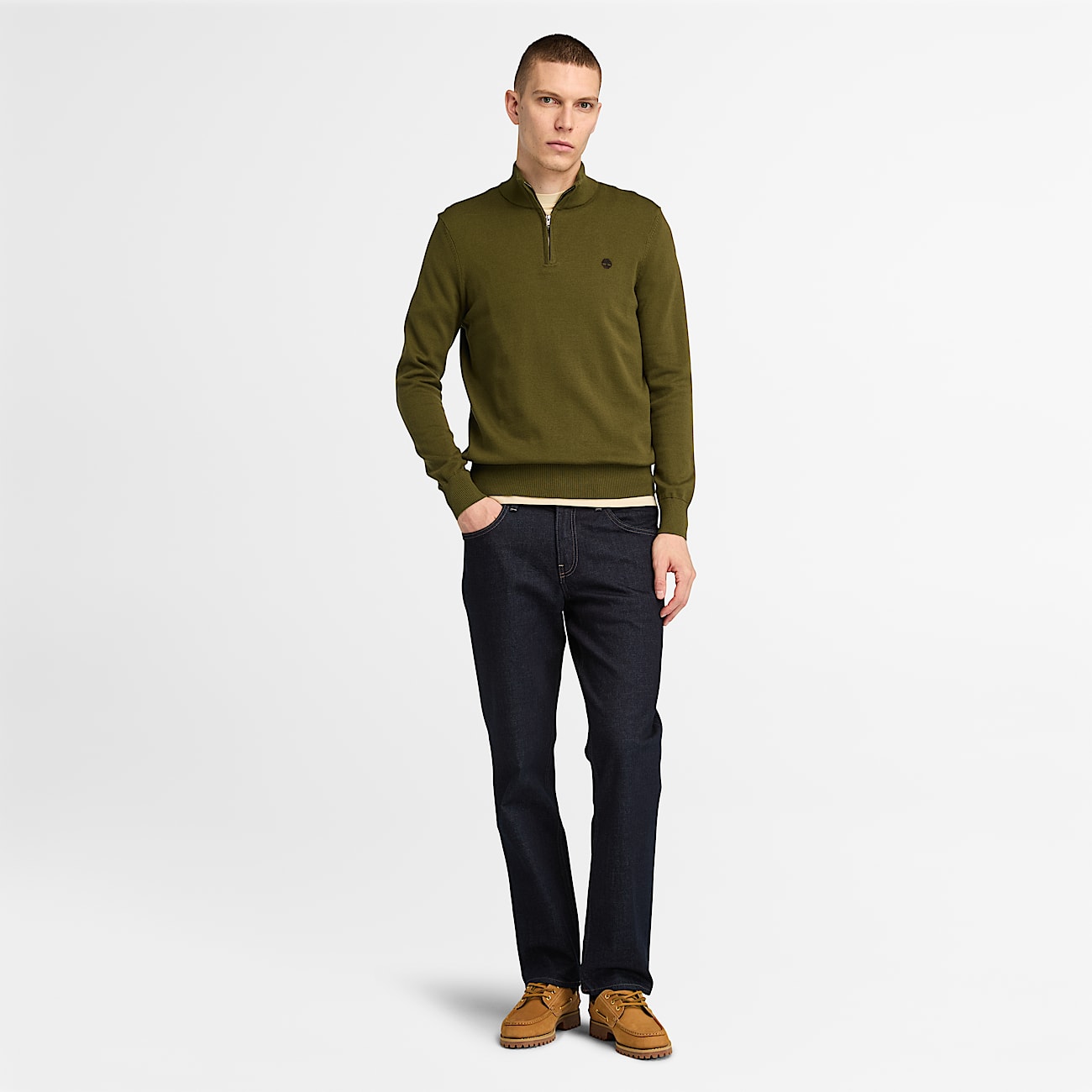 Williams River Quarter Zip Jumper for Men in Green