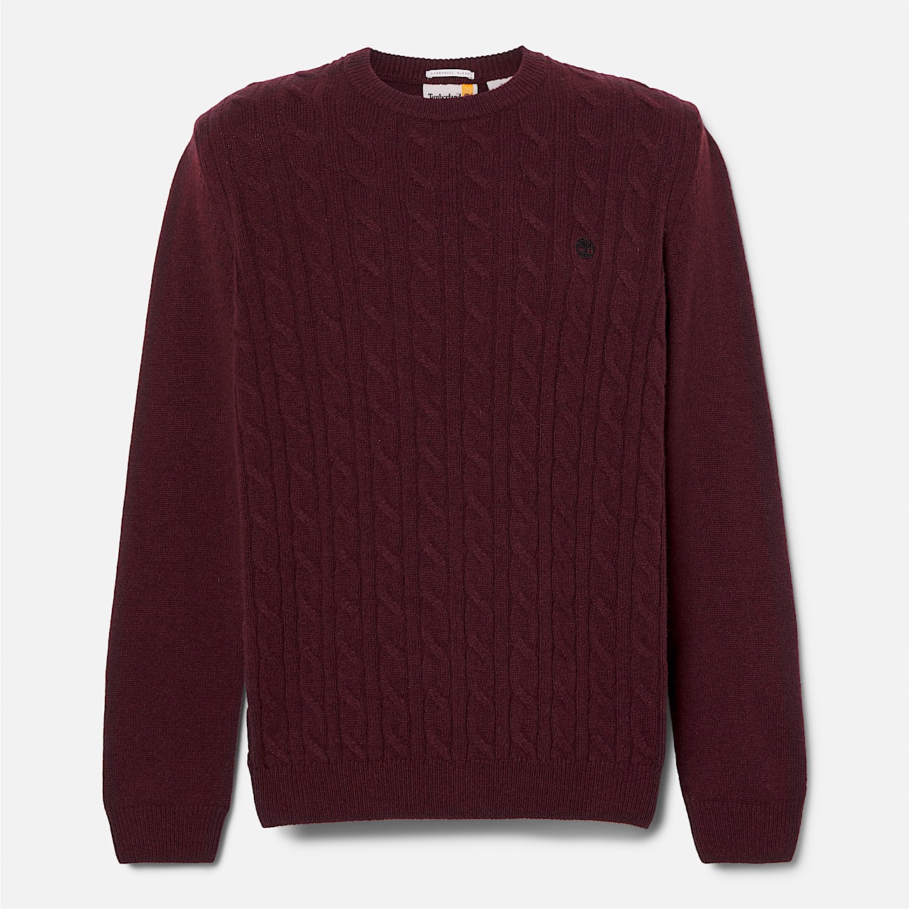Jaffrey Lambswool Cable Crew Neck Jumper for Men in Dark Red