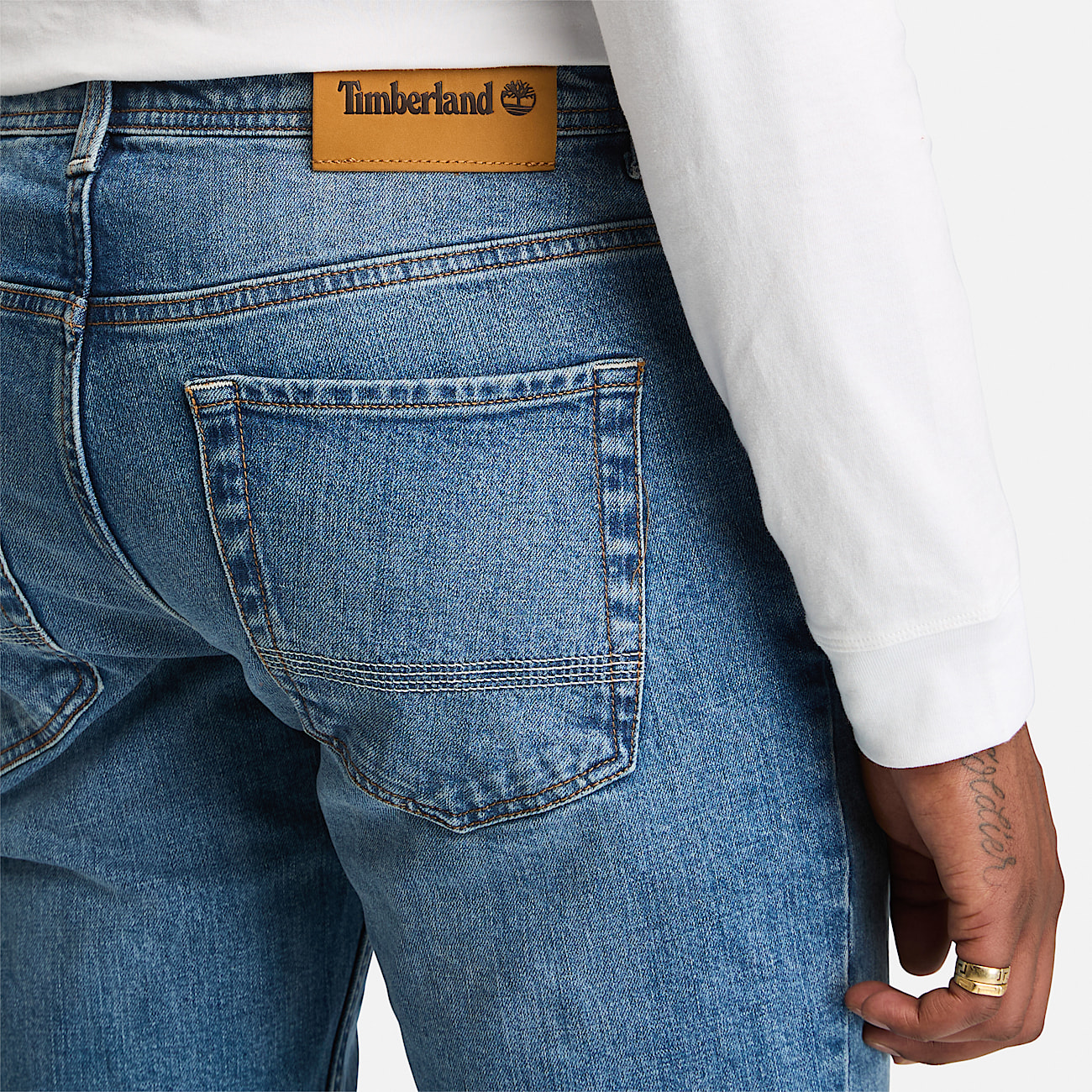 Sandown Stretch Slim 5 pocket Jeans for Men in Light Blue