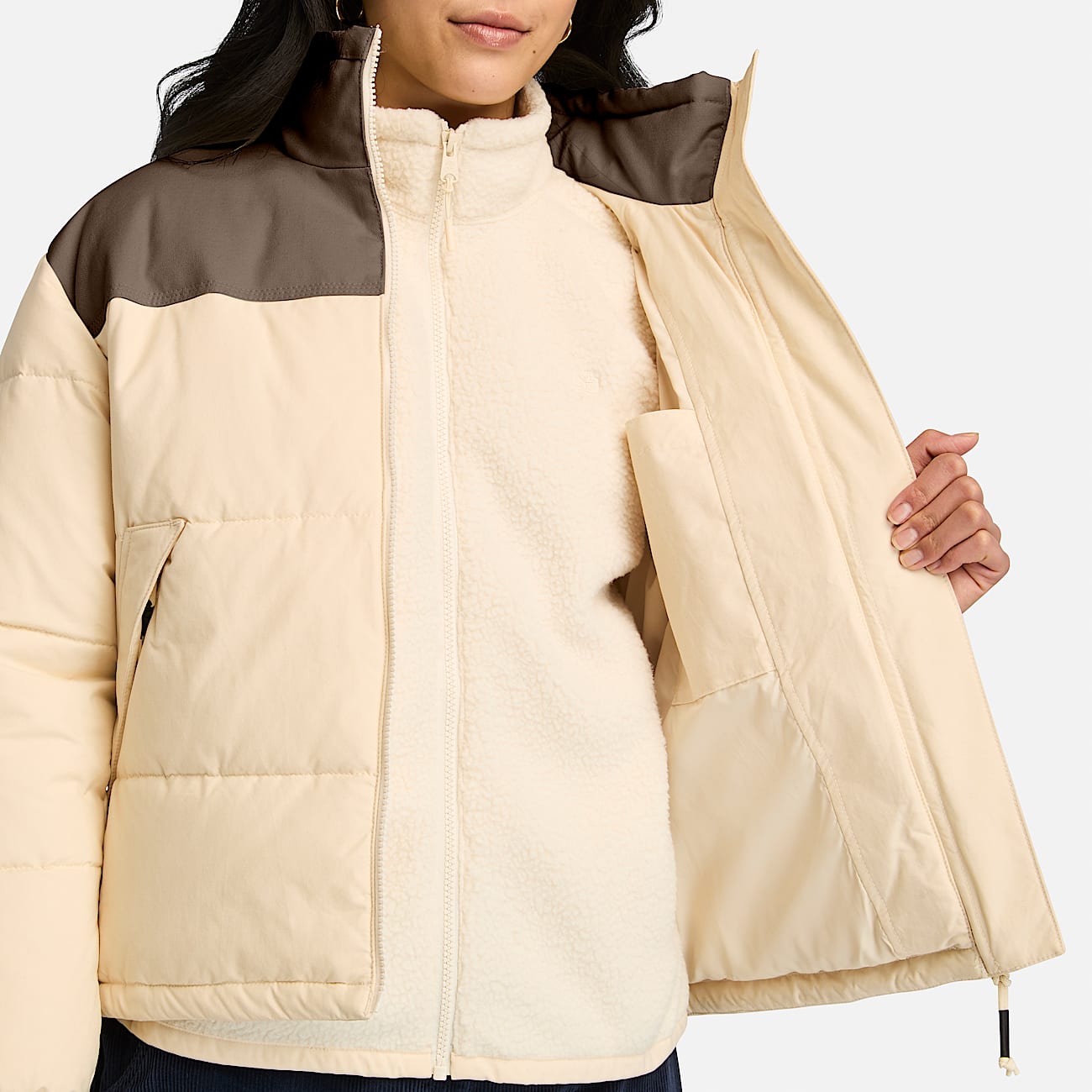 Doudoune beige femme sale