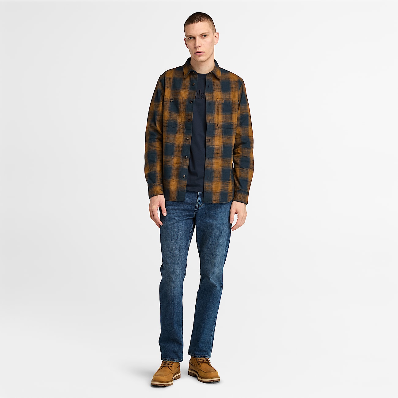 Chemise epaisse en flanelle Windham pour homme en bleu marine jaune