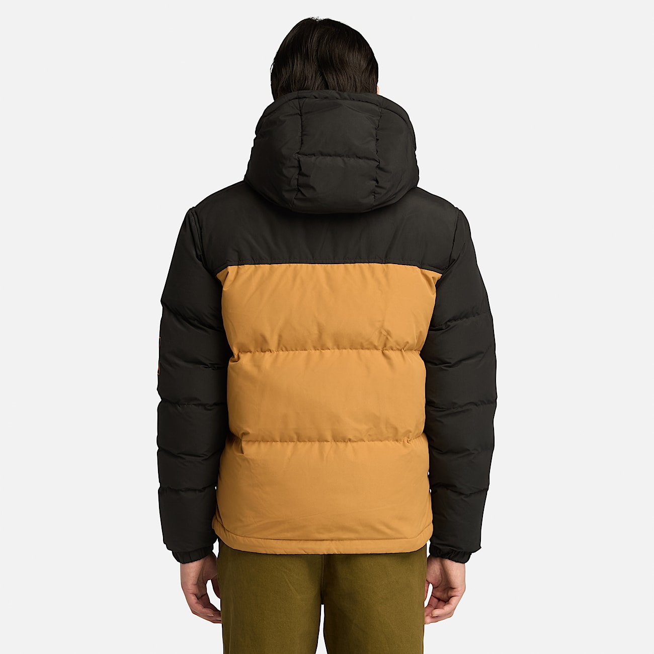 Doudoune a capuche pour homme en jaune et noir