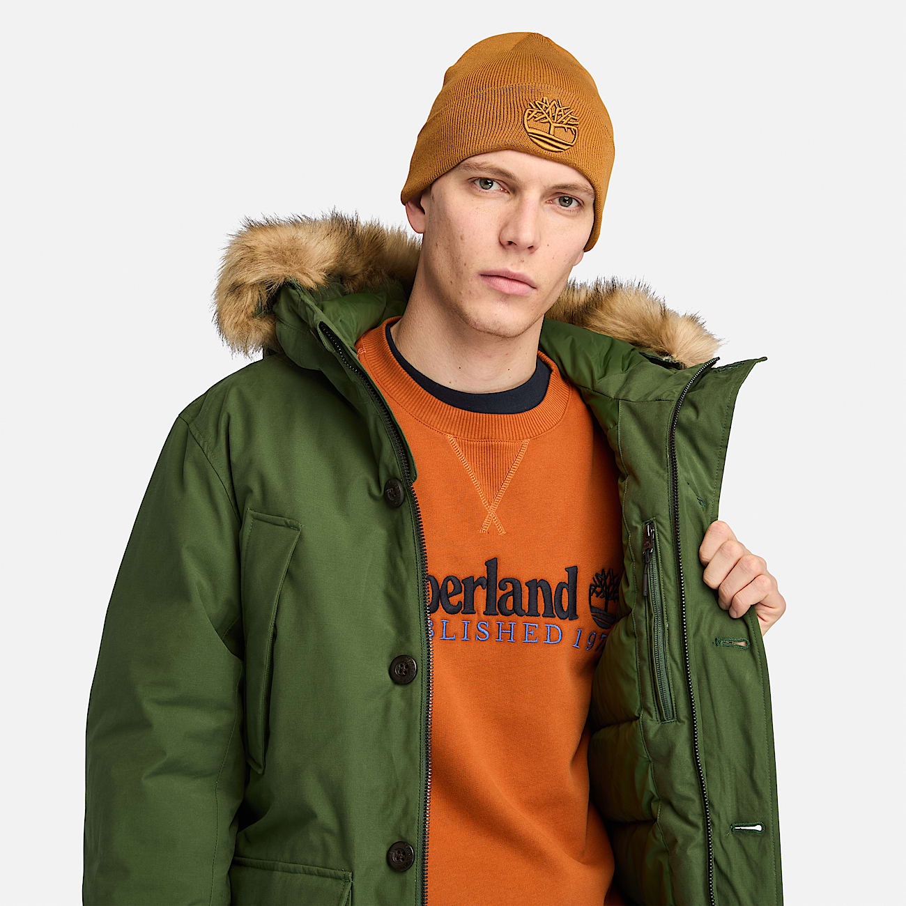 Olive green parka mens online