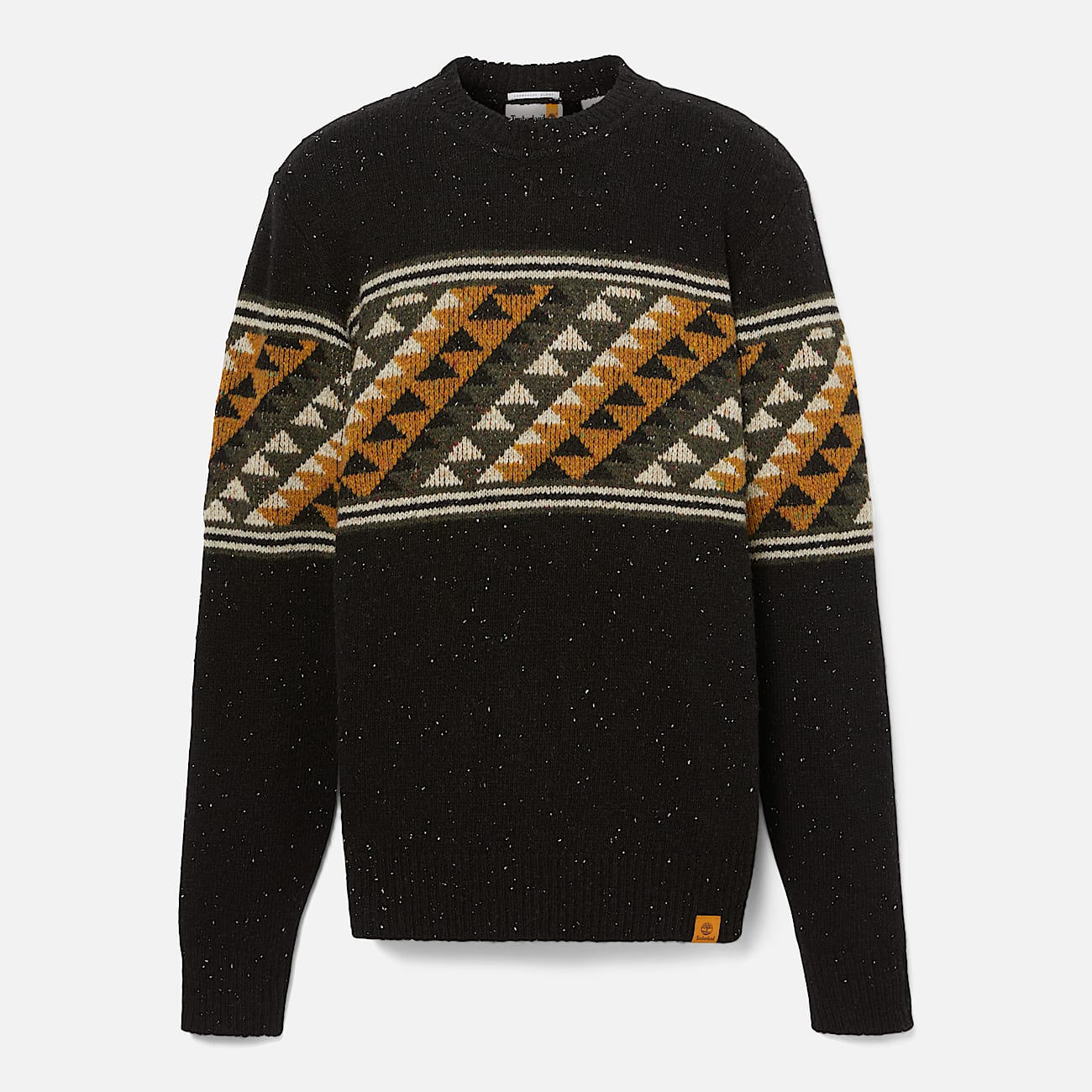 Fair Isle Crewneck Jumper for Men in Black