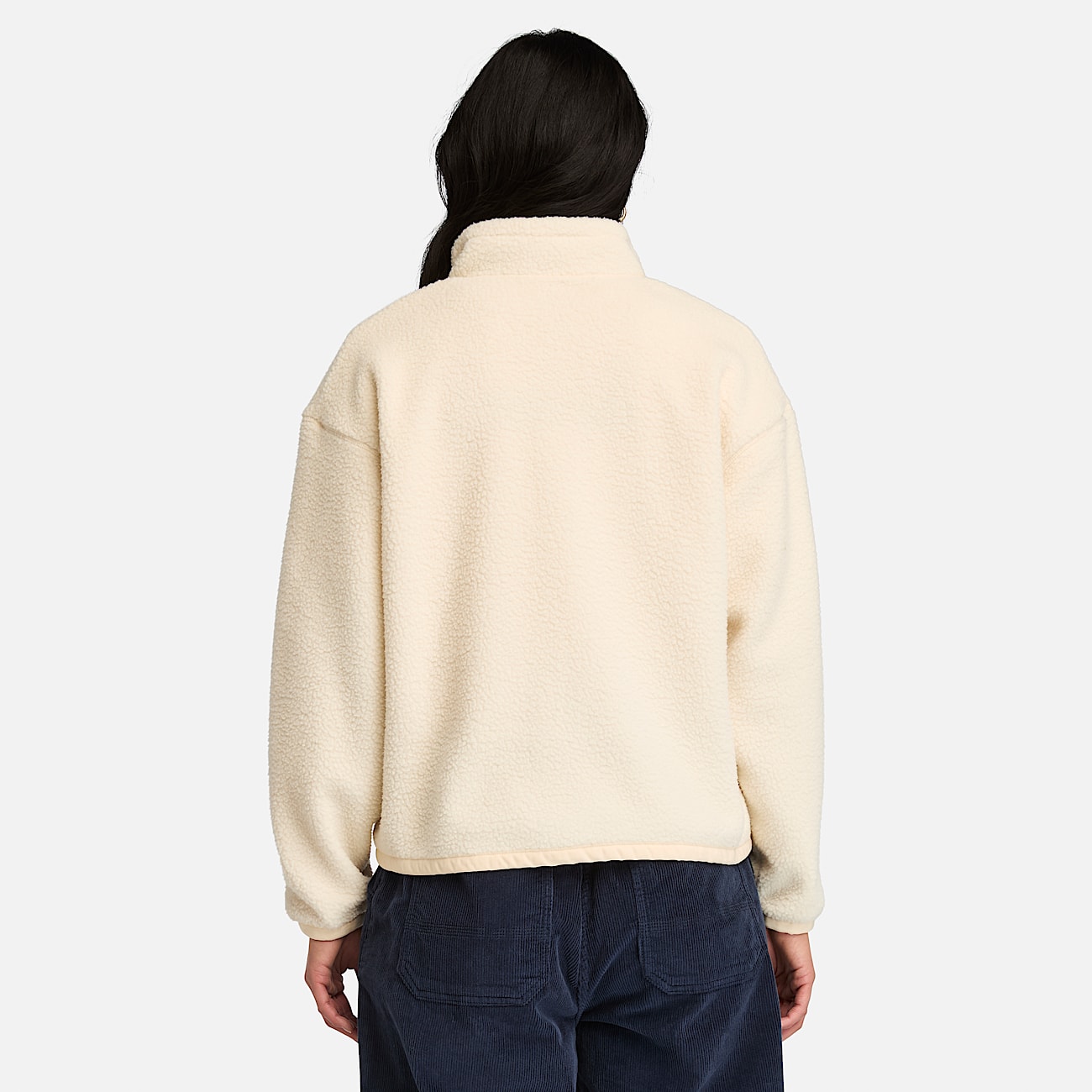Chunky High Pile Fleece Jacket for Women in White