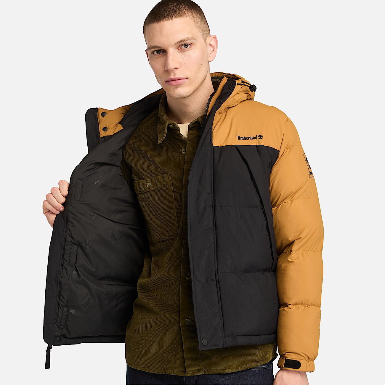 Durable Water Repellent Puffer Jacket for Men in Yellow