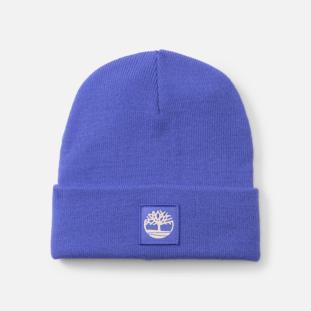 All Gender Beanie mit Umschlag und farblich abgestimmtem Aufnaher in Blau