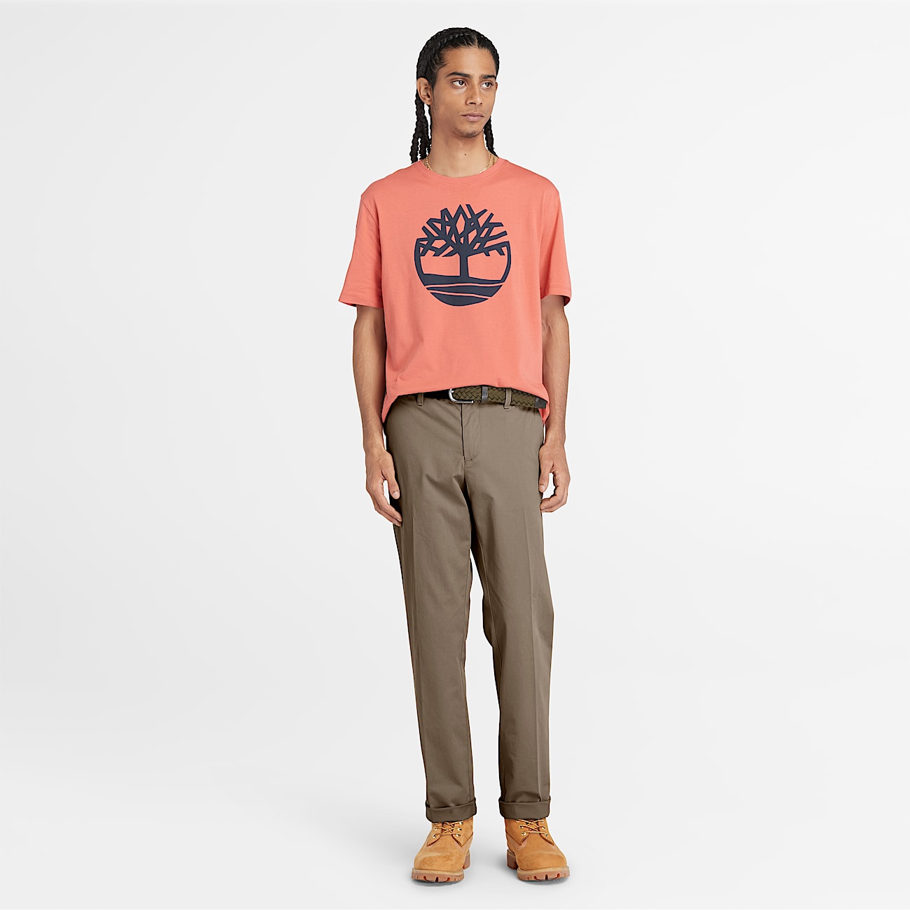Pantaloni Chino Straight in Twill Claremont da Uomo in marrone