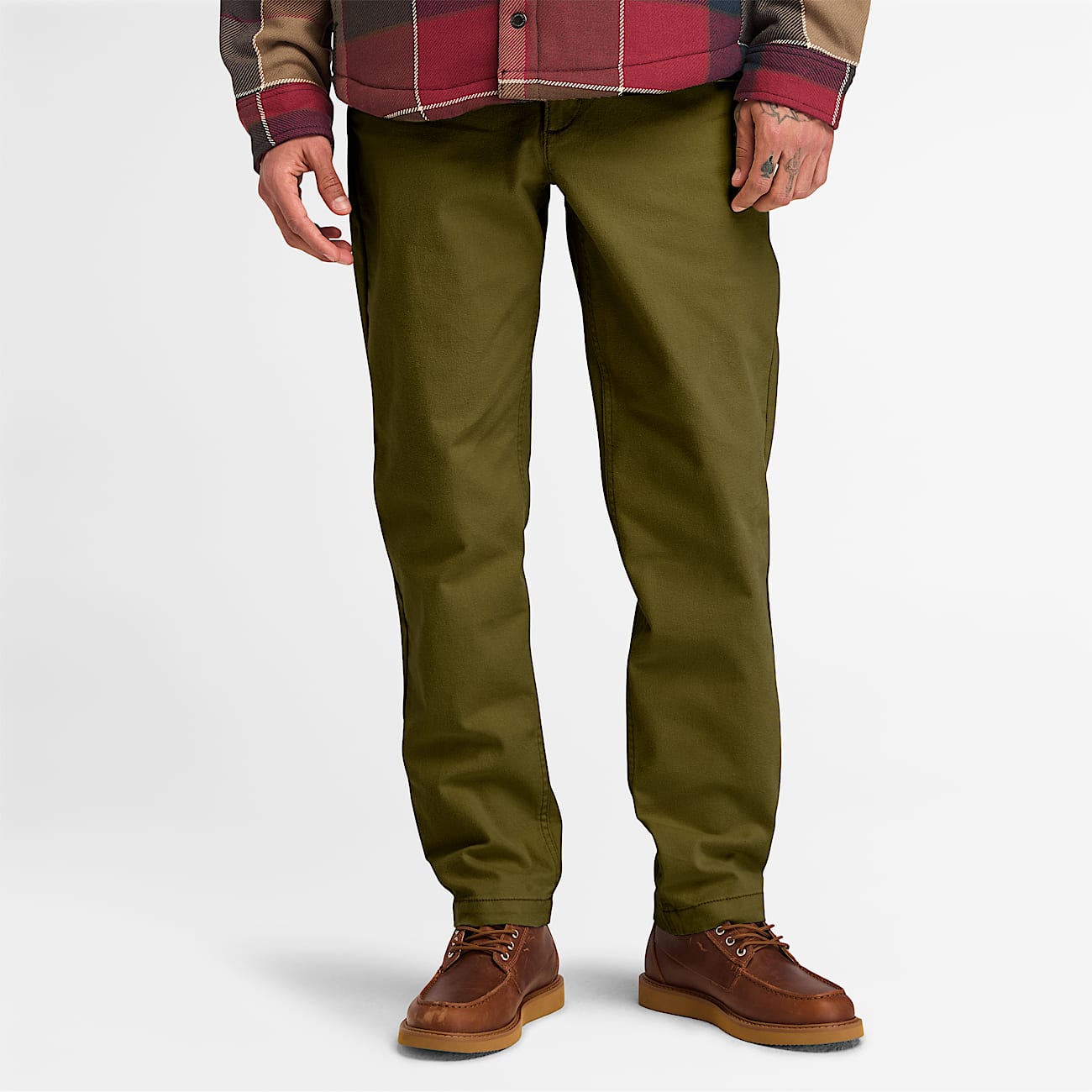 Claremont Brushed Twill Chino Trousers for Men in Green