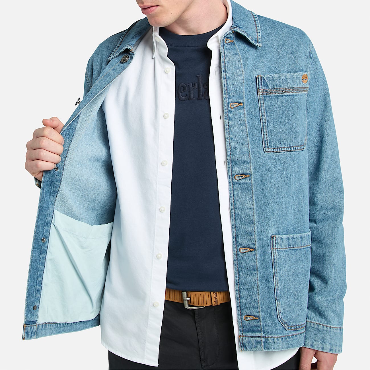 Blue denim chore coat shop
