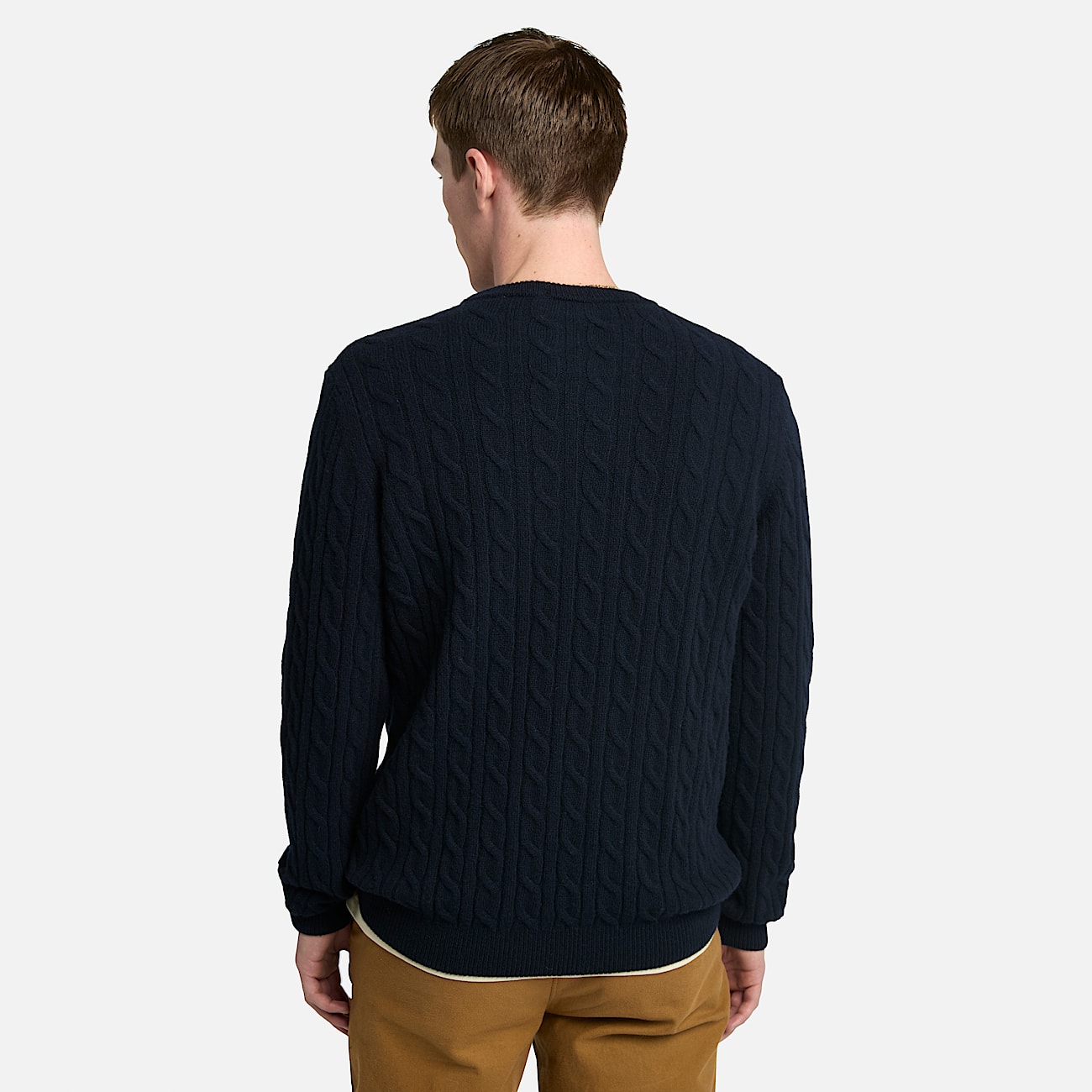 Phillips Brook Cable Crew Neck Jumper for Men in Dark Blue