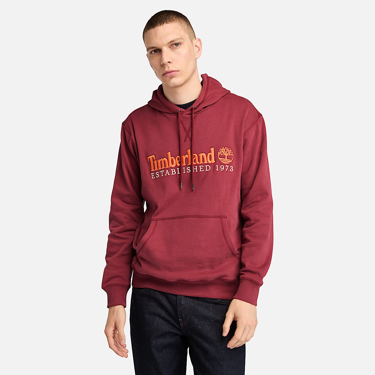 Red timberland hoodie cheap