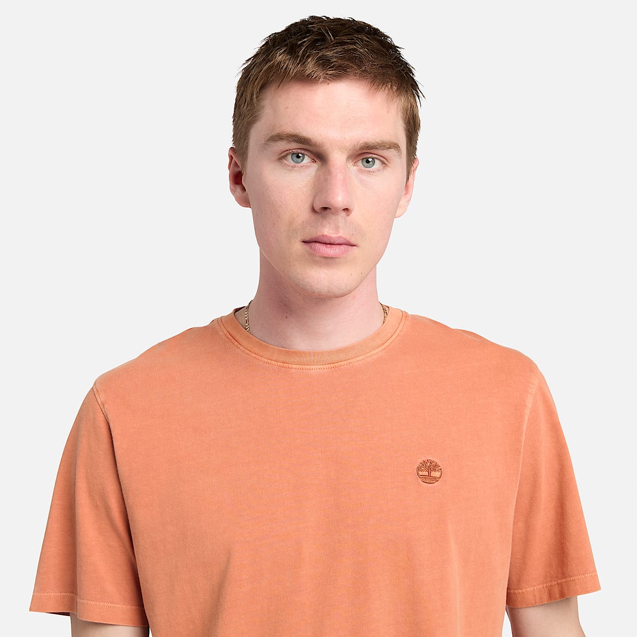 Dunstan River achteraf gekleurd T shirt met korte mouwen voor heren in oranje