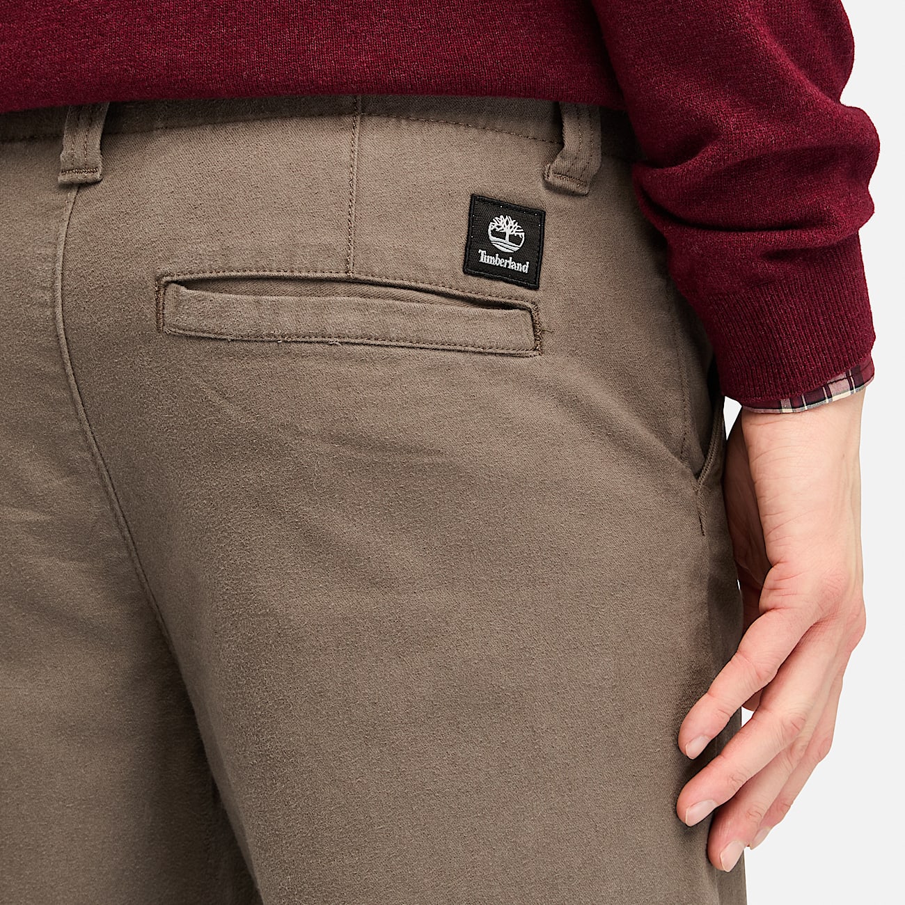 Claremont Brushed Twill Chino Trousers for Men in Brown