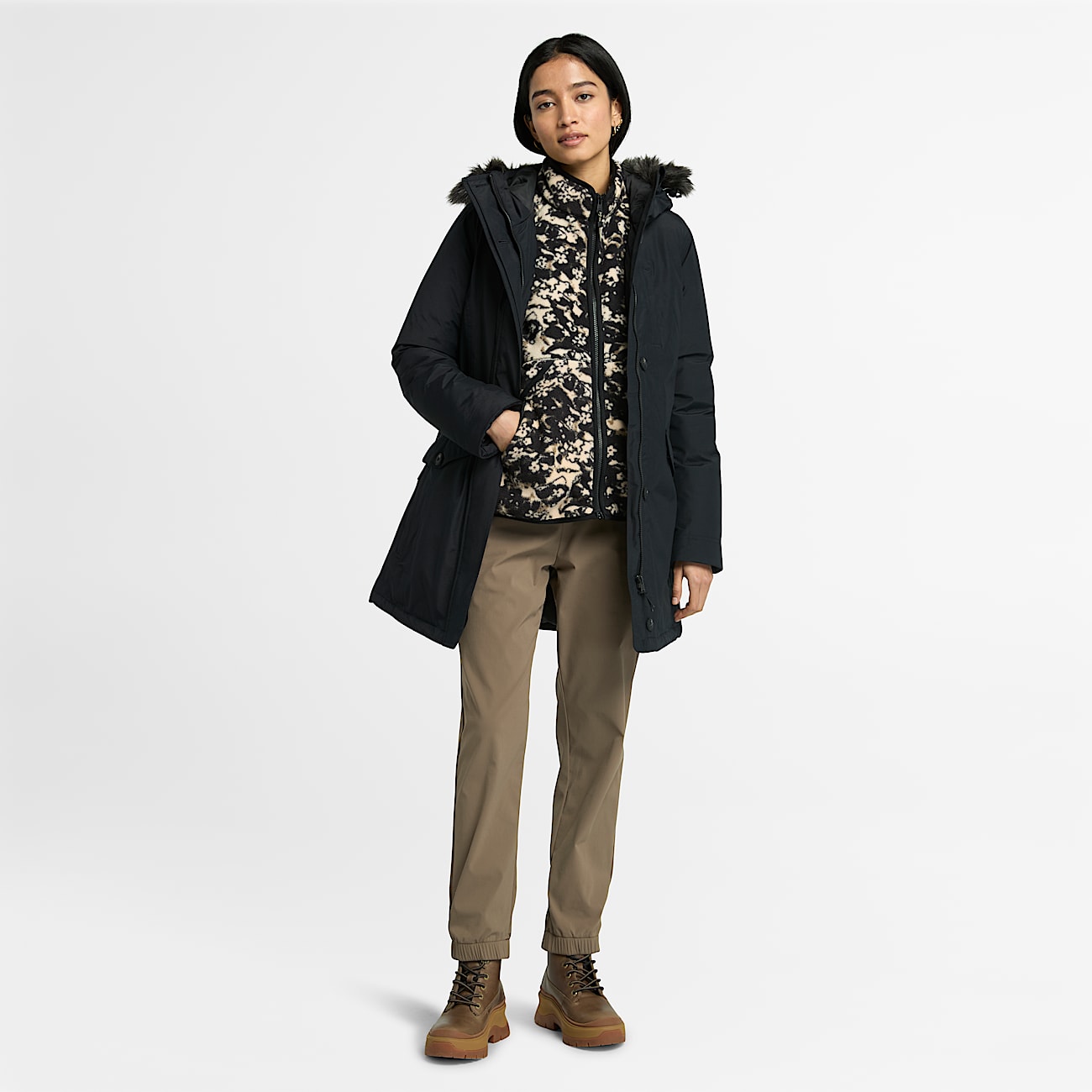 Parka impermeable pour femme en noir