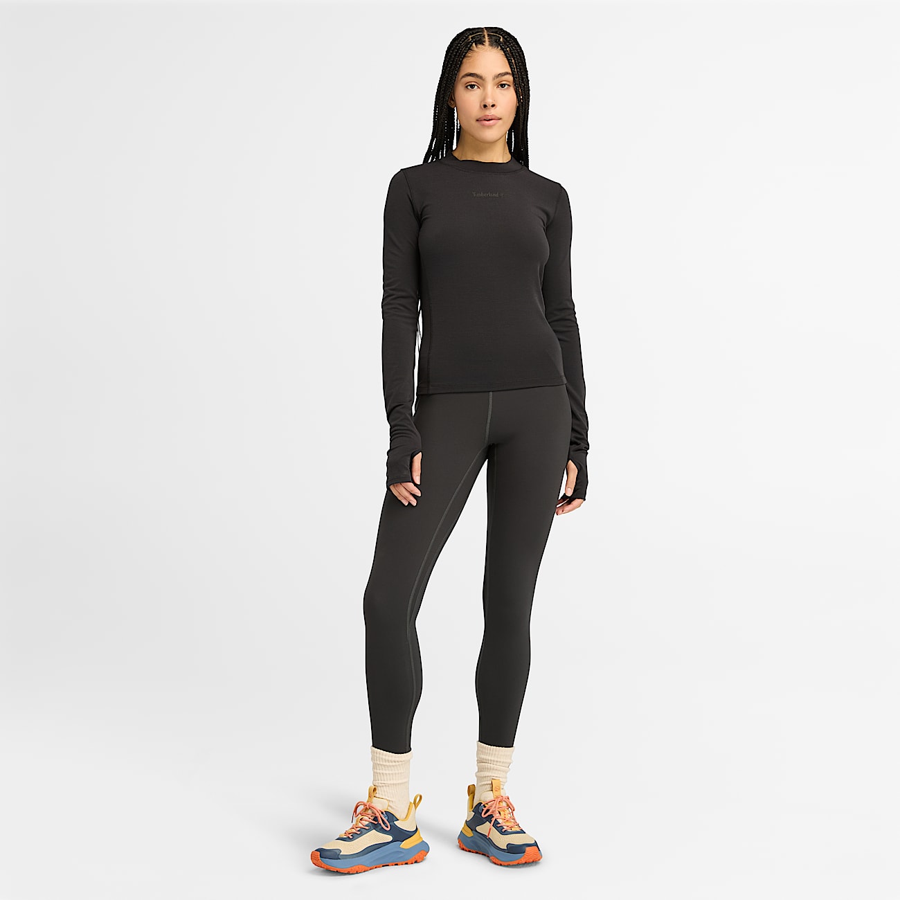 Polartec Fleece Wicking Long Sleeve T Shirt for Women in Black