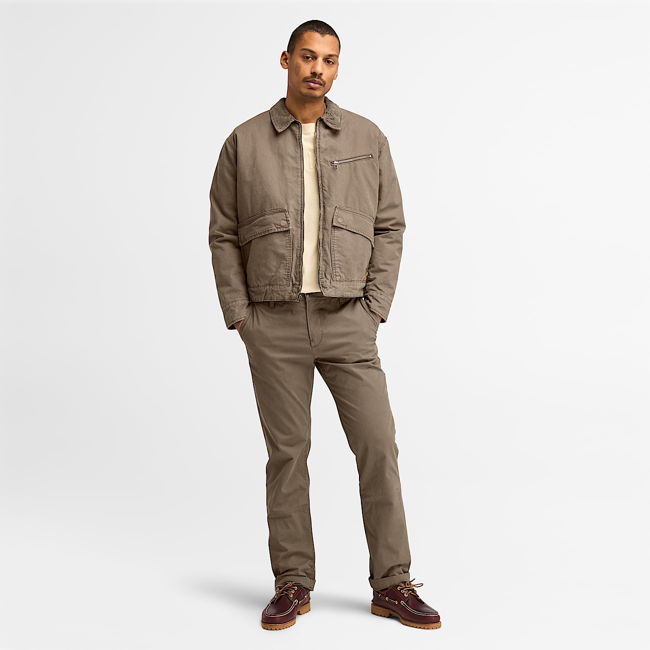 Strafford Washed Canvas Insulated Jacket for Men in Brown