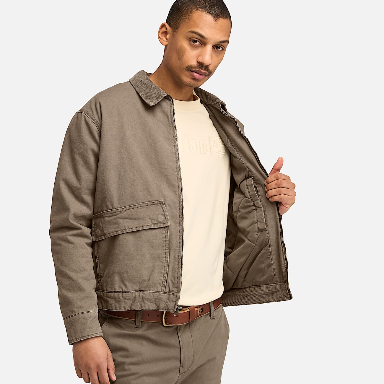 Strafford Washed Canvas Insulated Jacket for Men in Brown