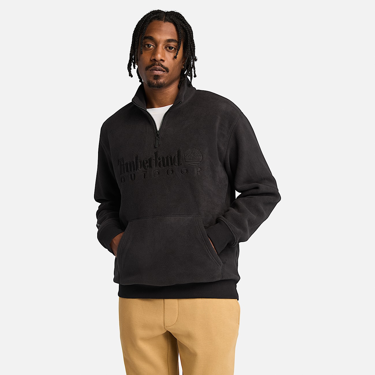 Sweat en polaire Polartec a col zippe pour homme en noir