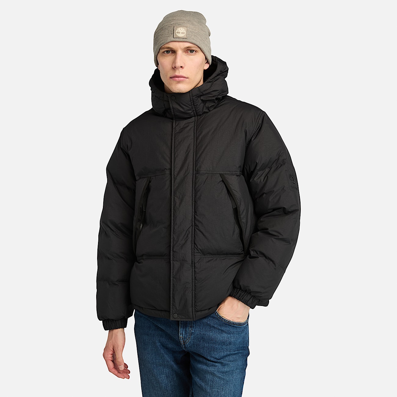 Cropped down puffer jacket deals