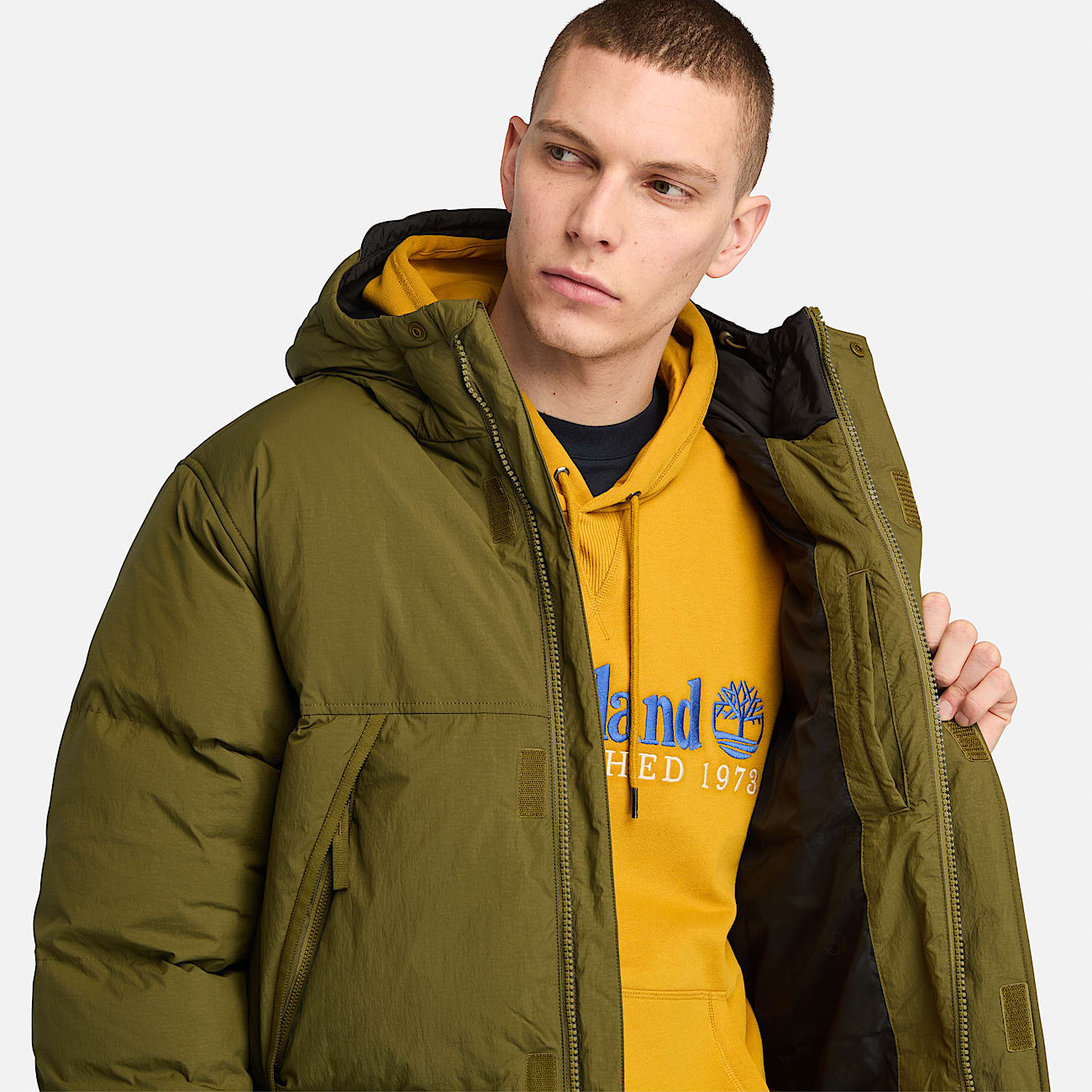 Green puffer coat mens shop