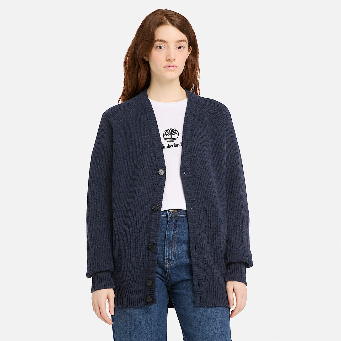 All Gender Phillips Brook Raglan Sleeve Cardigan in Dark Blue