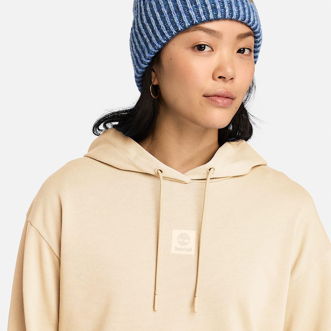Felpa con Cappuccio Stack Logo Loop Back da Donna in beige