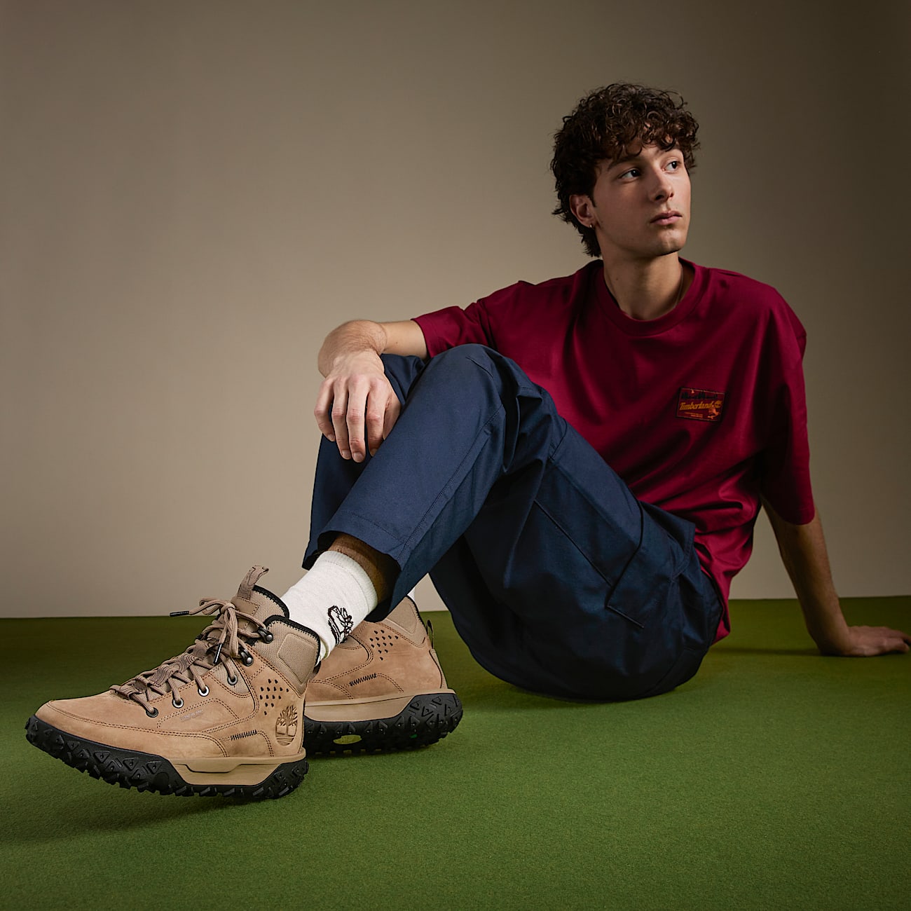 Green timberland laces top
