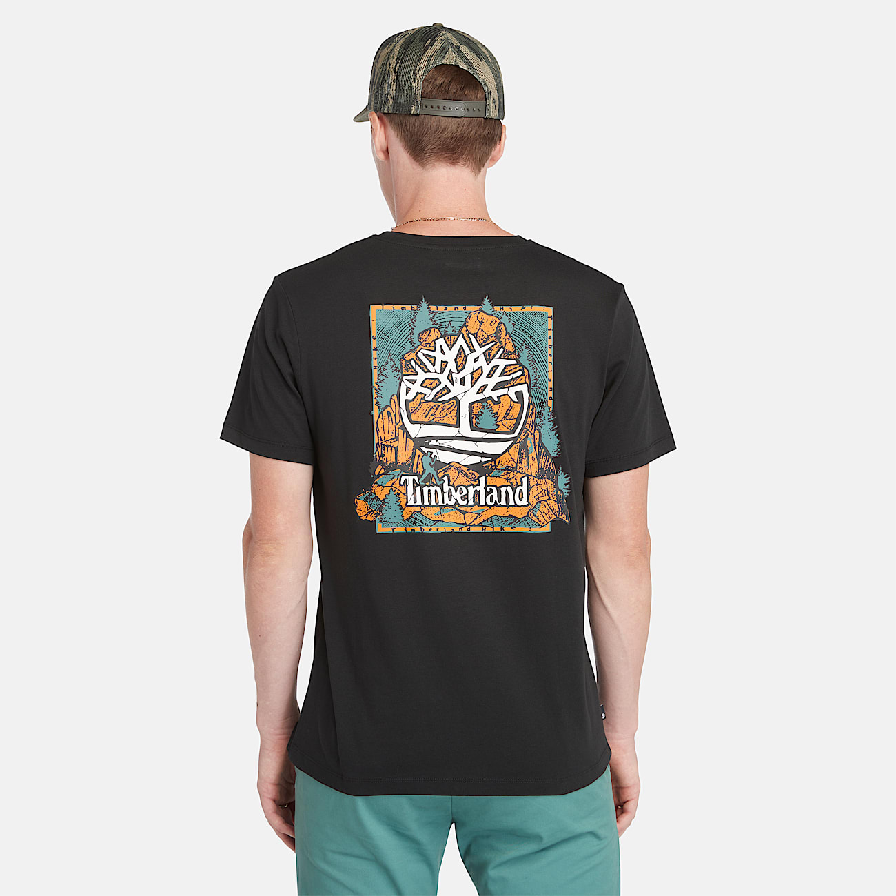 T shirt met Print op Rug voor Heren in zwart