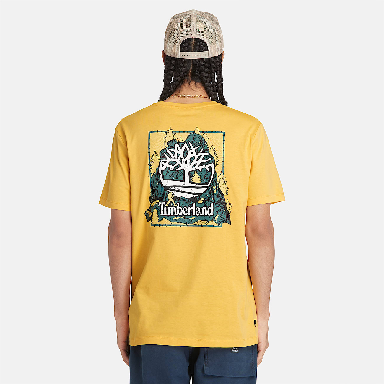 Camiseta con estampado grafico en la espalda para hombre en amarillo