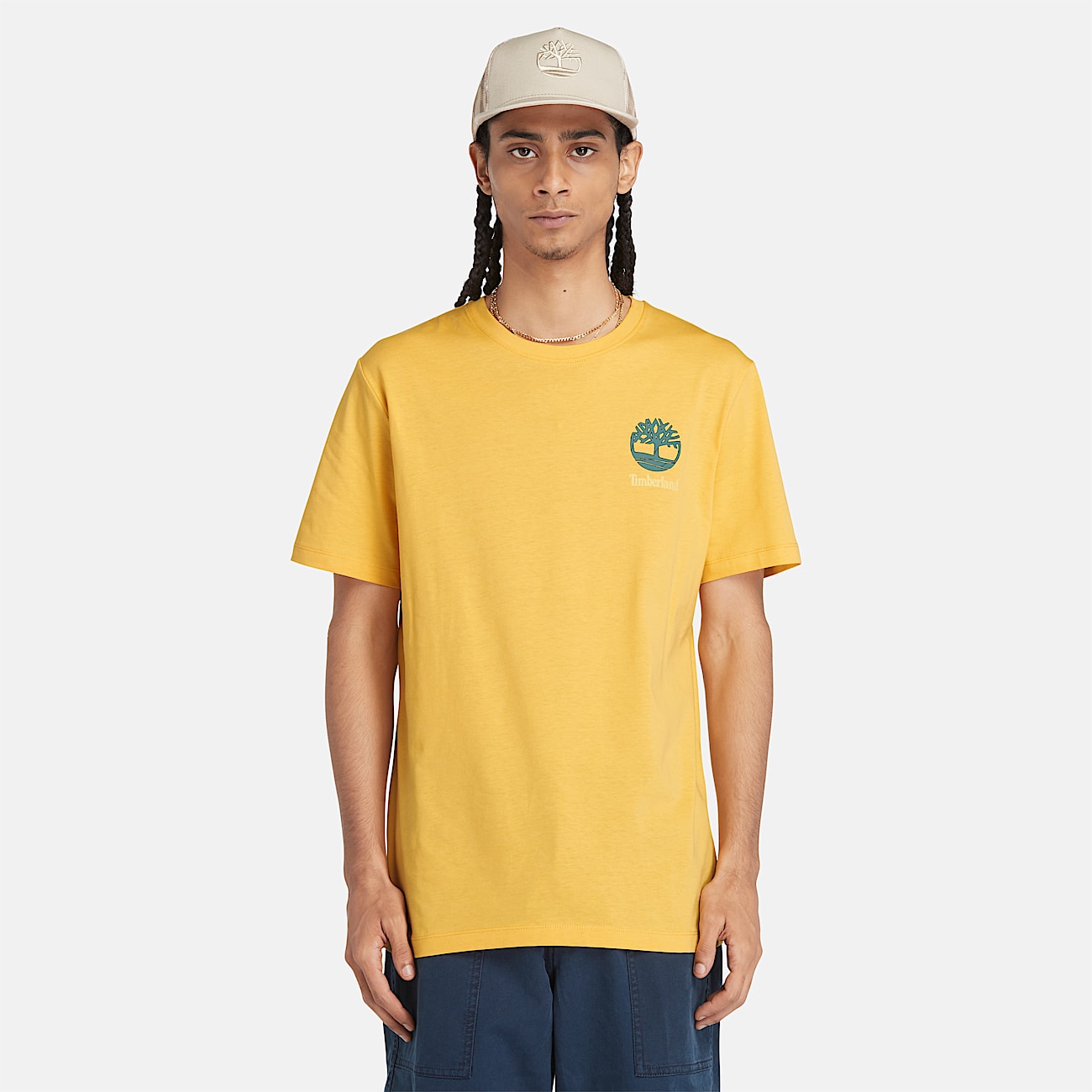 T shirt met Print op Rug voor Heren in geel