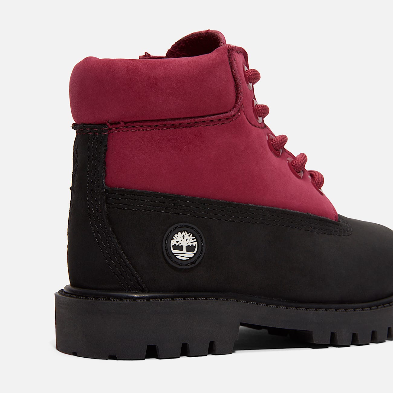 Timberland Premium 6 Inch Lace Up Waterproof Boot for Toddler in Black Pink