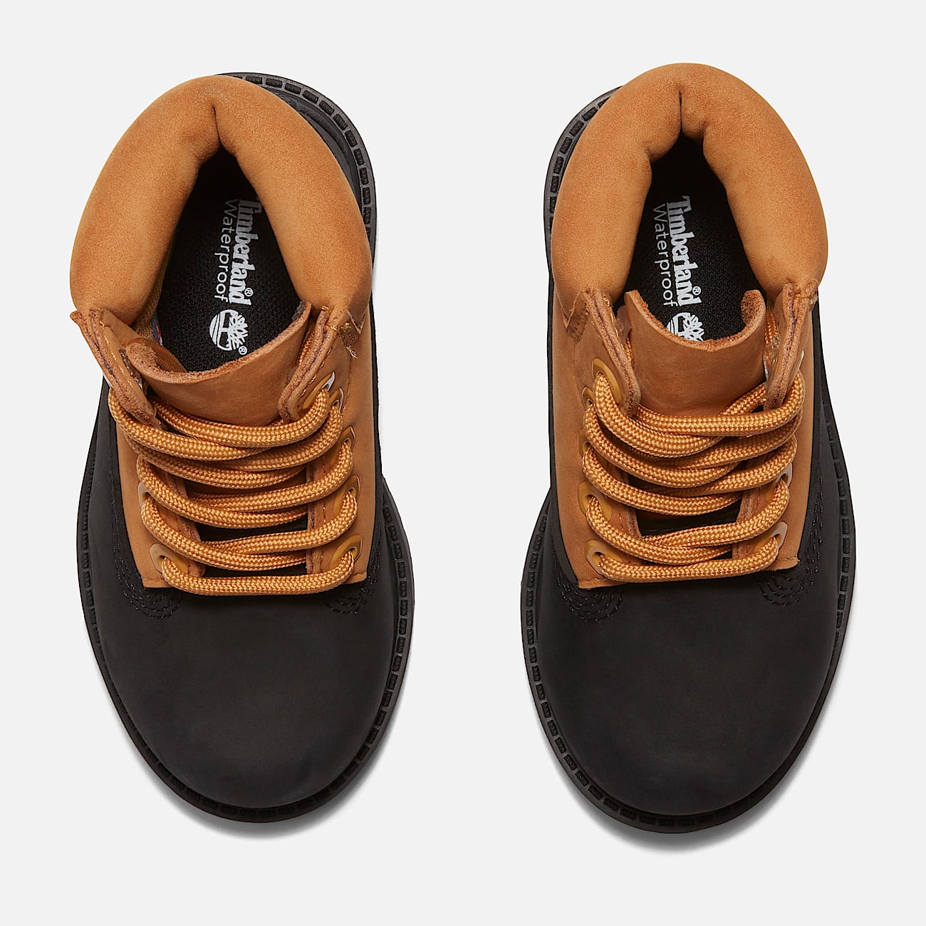 Timberland Premium 6 Inch Lace Up Waterproof Boot for Toddler in Black Yellow
