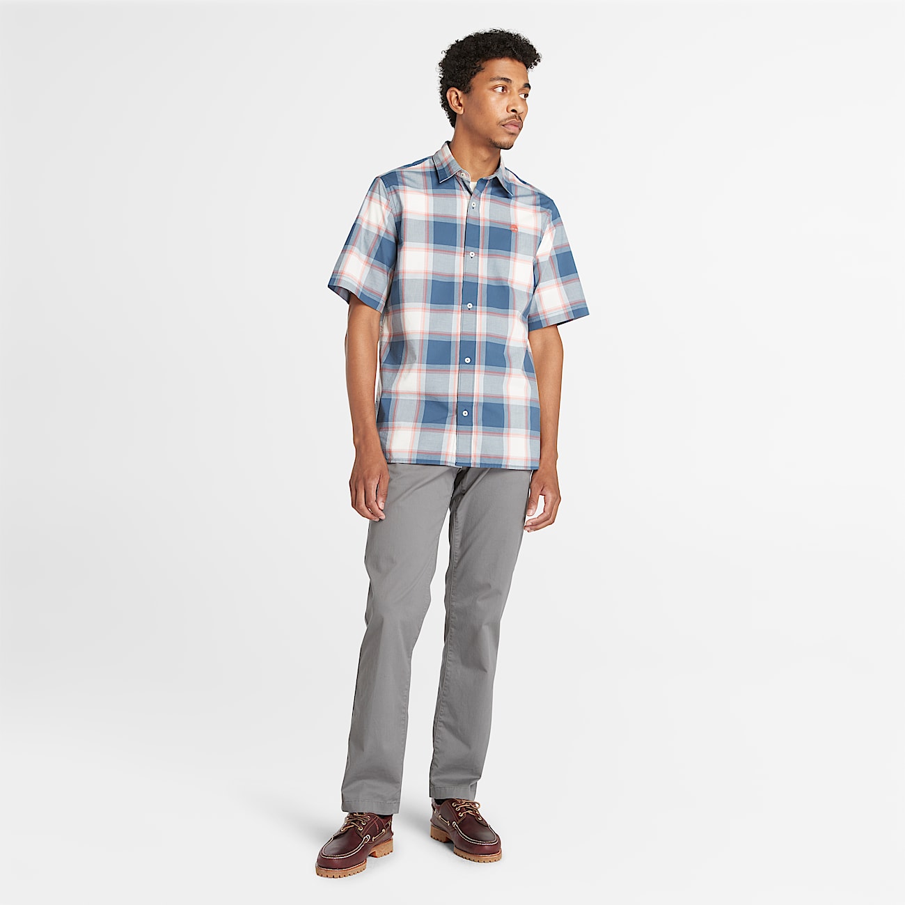 Checked Poplin Shirt For Men in Dark Blue