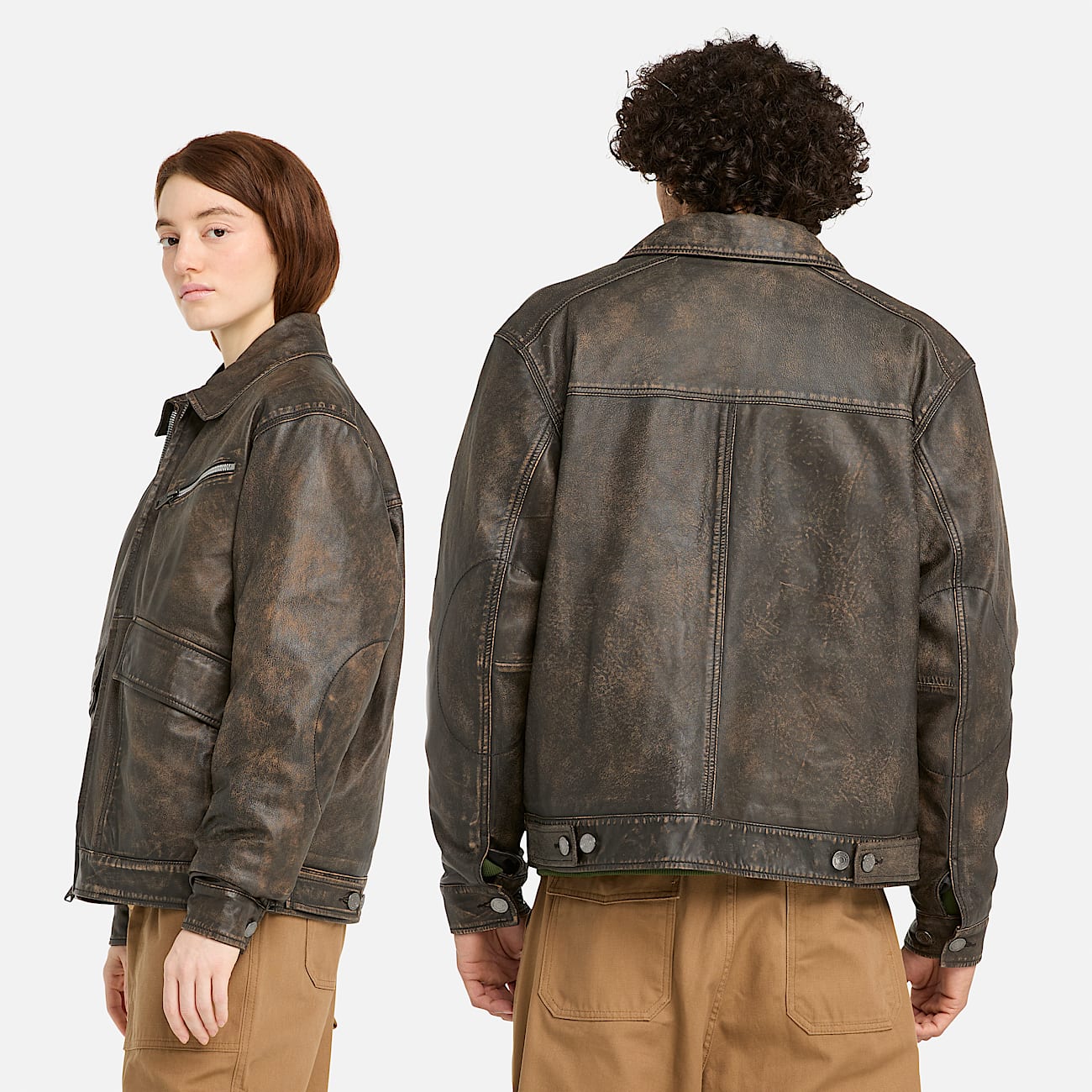 Giacca Bomber in Pelle Strafford All Gender in marrone