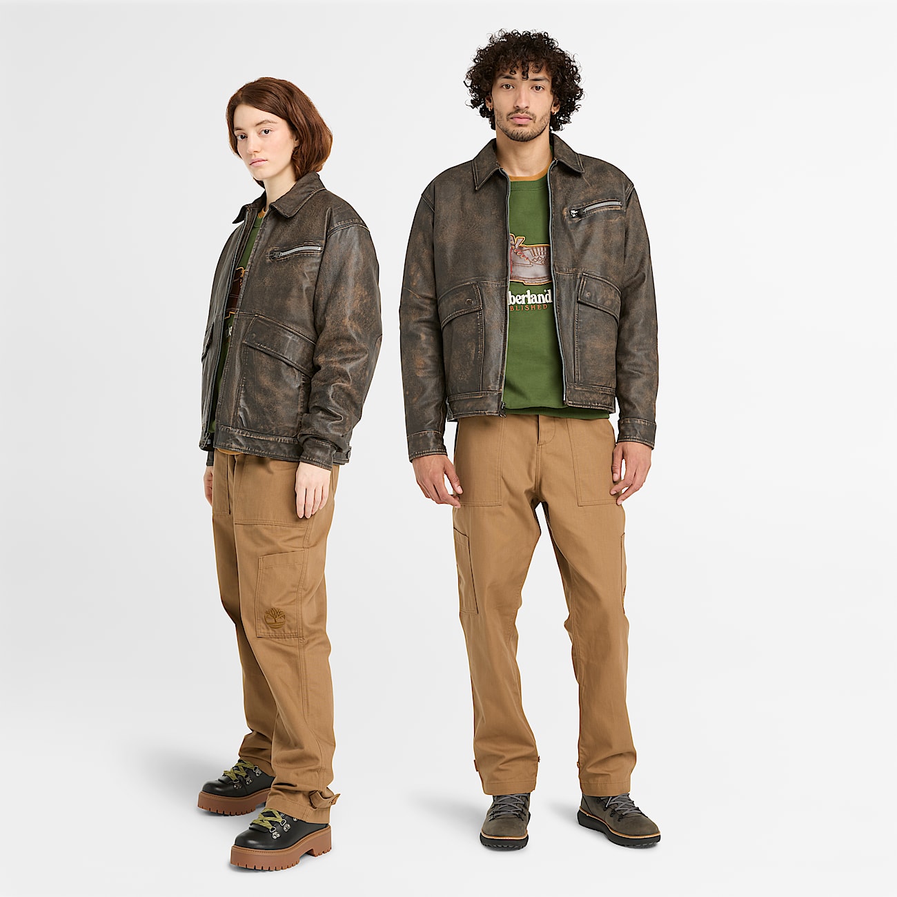 Bomber en cuir Strafford unisexe en marron