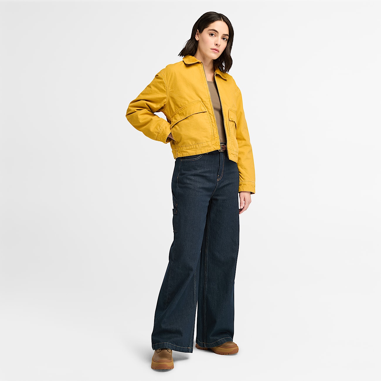 Pantalon charpentier en denim avec technologie REFIBRA pour femme en bleu fonce