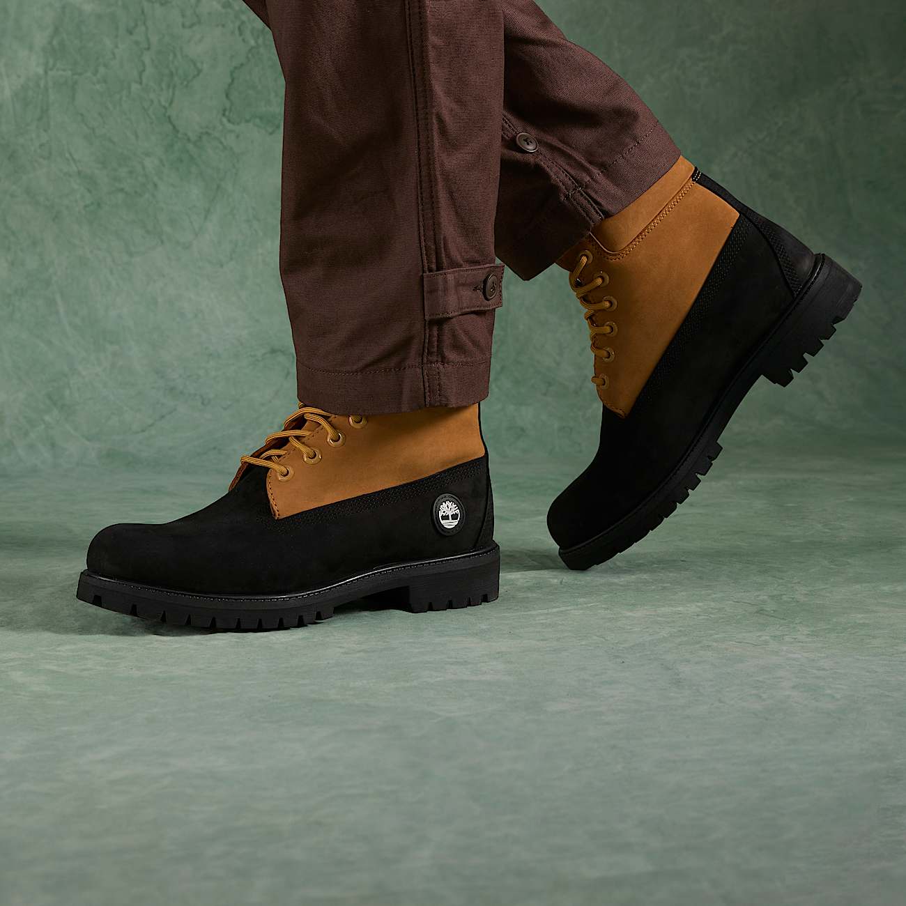 Timberland Premium 6 Inch Lace Up Waterproof Boot for Men in Black Yellow