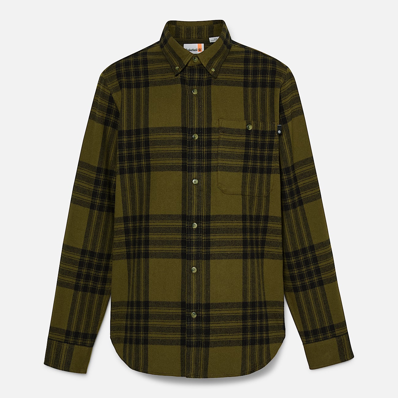 Camisa de franela de gramaje medio a cuadros para hombre en verde
